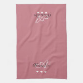 Elegante Rose Gold Script Name Monogram Girly Geschirrtuch (Vertikal)