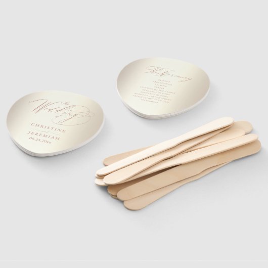 Elegante Rose Gold Script Shiny Champagne Wedding Fächer (Non-assembled)