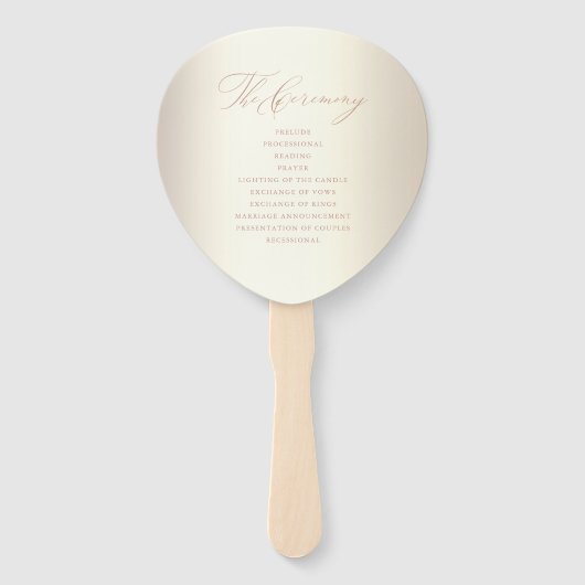Elegante Rose Gold Script Shiny Champagne Wedding Fächer (Rückseite)