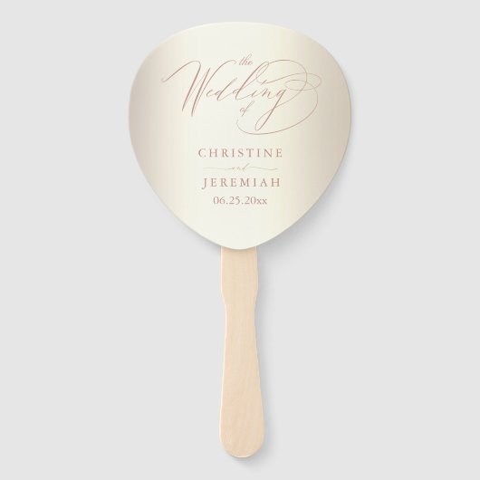 Elegante Rose Gold Script Shiny Champagne Wedding Fächer (Vorderseite)