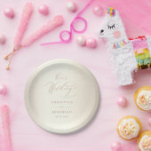 Elegante Rose Gold Script Shiny Champagne Wedding Pappteller (Party)