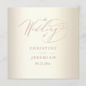 Elegante Rose Gold Script Shiny Champagne Wedding Programm (Vorderseite)