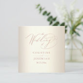 Elegante Rose Gold Script Shiny Champagne Wedding Programm (Stehend Vorderseite)