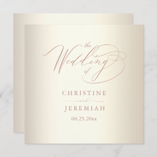 Elegante Rose Gold Script Shiny Champagne Wedding Programm (Vorne/Hinten)