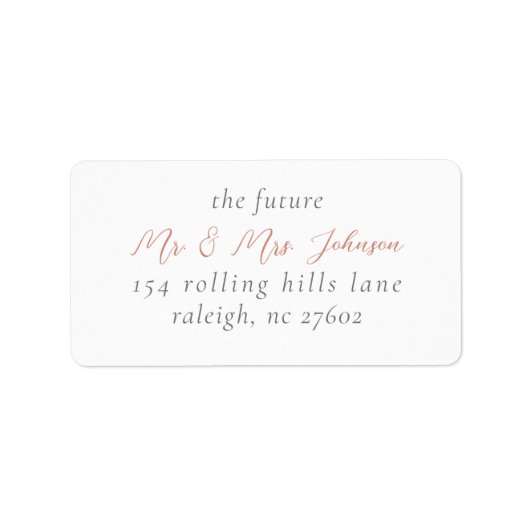 Elegante Rose Gold Script Wedding Rücksendeadresse Adressaufkleber (Vorne)