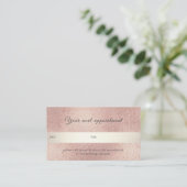 Elegante Rose Gold Shimmer Beruflich Terminkarte (Stehend Vorderseite)