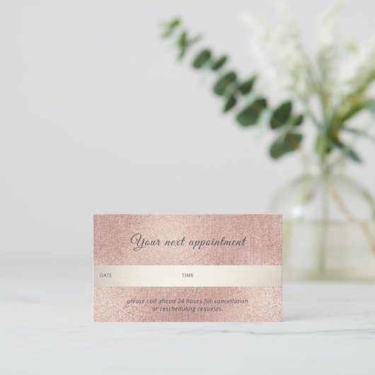 Elegante Rose Gold Shimmer Beruflich Terminkarte (Stehend Vorderseite)