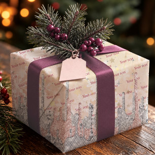Elegante Rose Gold Silber Tröpfchen Glitter Hochze Geschenkpapier