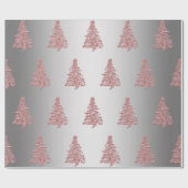 Elegante Rose Gold & Silber Weihnachtsbaummuster Geschenkpapier (Flach)