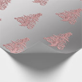 Elegante Rose Gold & Silber Weihnachtsbaummuster Geschenkpapier (Ecke)