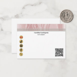 Elegante Rose Gold Silk, Social Media & QR Code Mitteilungskarte