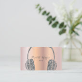 Elegante Rose Gold Silver Glitzer Headphone DJ Visitenkarte (Stehend Vorderseite)