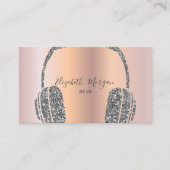 Elegante Rose Gold Silver Glitzer Headphone DJ Visitenkarte (Vorderseite)