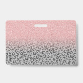Elegante Rose Gold Silver Glitzer Leopard Print Ausweis (Rückseite)