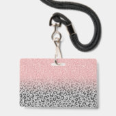 Elegante Rose Gold Silver Glitzer Leopard Print Ausweis (Rückseite mit Lanyard)
