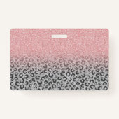 Elegante Rose Gold Silver Glitzer Leopard Print Ausweis (Rückseite)