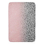Elegante Rose Gold Silver Glitzer Leopard Print Badematte (Vorderseite Vertikal)