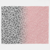 Elegante Rose Gold Silver Glitzer Leopard Print Fleecedecke (Vorderseite (Horizontal))