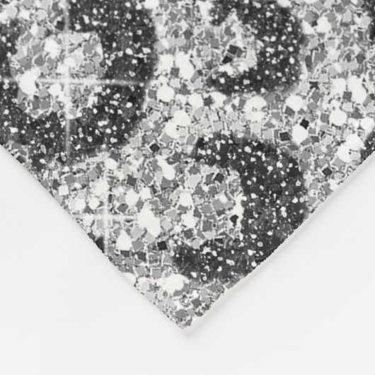 Elegante Rose Gold Silver Glitzer Leopard Print Fleecedecke (Ecke)