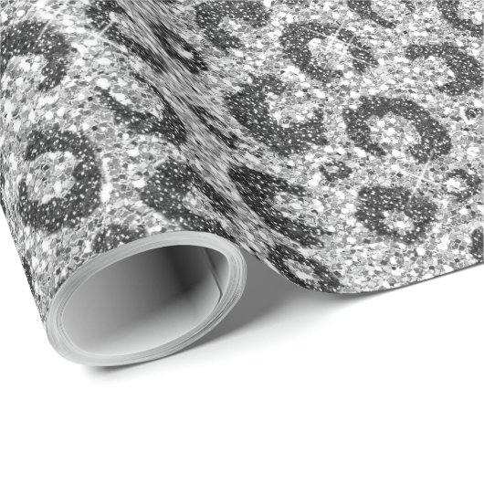 Elegante Rose Gold Silver Glitzer Leopard Print Geschenkpapier (Rolleneckpunkt)