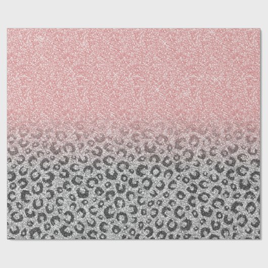 Elegante Rose Gold Silver Glitzer Leopard Print Geschenkpapier (Flach)