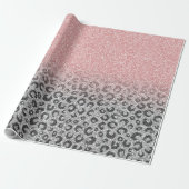 Elegante Rose Gold Silver Glitzer Leopard Print Geschenkpapier (Ungerollt)