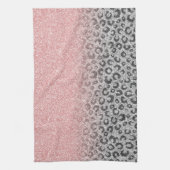 Elegante Rose Gold Silver Glitzer Leopard Print Geschirrtuch (Vertikal)
