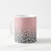 Elegante Rose Gold Silver Glitzer Leopard Print Kaffeetasse (Vorderseite Links)