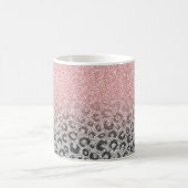 Elegante Rose Gold Silver Glitzer Leopard Print Kaffeetasse (Mittel)