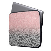 Elegante Rose Gold Silver Glitzer Leopard Print Laptopschutzhülle (Vorderseite Links)