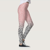 Elegante Rose Gold Silver Glitzer Leopard Print Leggings (Rechts)