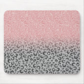 Elegante Rose Gold Silver Glitzer Leopard Print Mousepad (Vorne)
