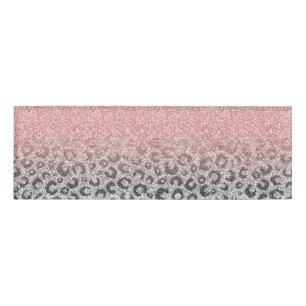 Elegante Rose Gold & Silver Glitzer Leopard Print Namenschild
