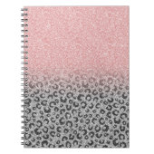 Elegante Rose Gold Silver Glitzer Leopard Print Notizblock (Vorderseite)