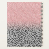 Elegante Rose Gold Silver Glitzer Leopard Print Planer (Rückseite)