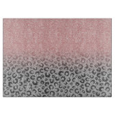 Elegante Rose Gold Silver Glitzer Leopard Print Schneidebrett (Vorderseite)