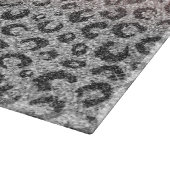 Elegante Rose Gold Silver Glitzer Leopard Print Schneidebrett (Ecke)