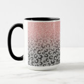Elegante Rose Gold Silver Glitzer Leopard Print Tasse (Links)