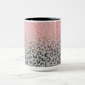 Elegante Rose Gold Silver Glitzer Leopard Print Tasse (Zentrum)