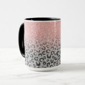Elegante Rose Gold Silver Glitzer Leopard Print Tasse (Vorderseite Links)