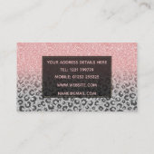 Elegante Rose Gold Silver Glitzer Leopard Print Visitenkarte (Rückseite)