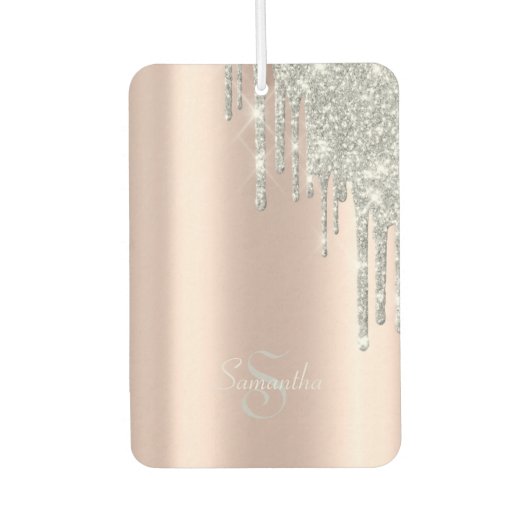 Elegante Rose Gold, Silver Glitzer Tropfen Autolufterfrischer (Vorderseite)