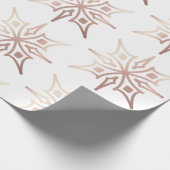 Elegante Rose Gold Snowflake Weißes Weihnachtsgesc Geschenkpapier (Ecke)