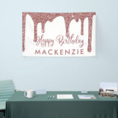 Elegante Rose Gold Sparkle Glitzer Tropfen Geburts Banner (Messeveranstaltung)