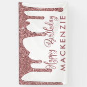 Elegante Rose Gold Sparkle Glitzer Tropfen Geburts Banner (Vertikal)