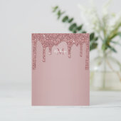 Elegante Rose Gold Sparkle Glitzer Tropfen Monogra (Stehend Vorderseite)