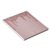 Elegante Rose Gold Sparkle Glitzer Tropfen Monogra Notizblock (angewinkelt)