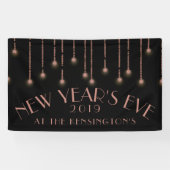 Elegante Rose Gold Sparkle Silvester Party Banner (Horizontal)