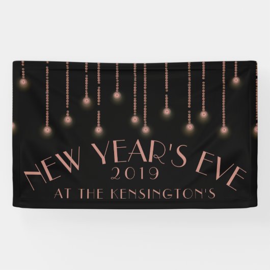 Elegante Rose Gold Sparkle Silvester Party Banner (Horizontal)