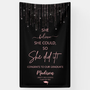 Elegante Rose Gold Sparkling Glitzer Abschluss Banner